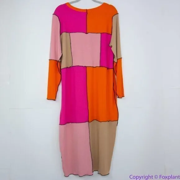 NEW Eloquii‎ Patchwork midi Dress, pink and orange, 22/24, New without tags - Picture 6 of 15